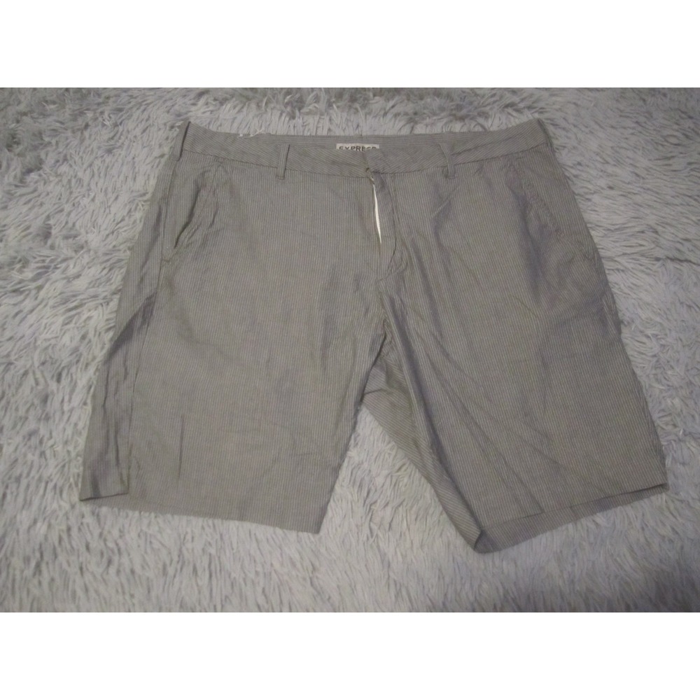 Express Shorts Mens 34 Gray Seersucker Photographer Chino Casual